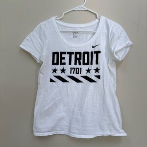 OOP NIKE DETROIT 1701 White T Shirt Small Athletic Fit